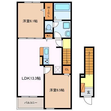 玉垣駅 徒歩18分 2階の物件間取画像